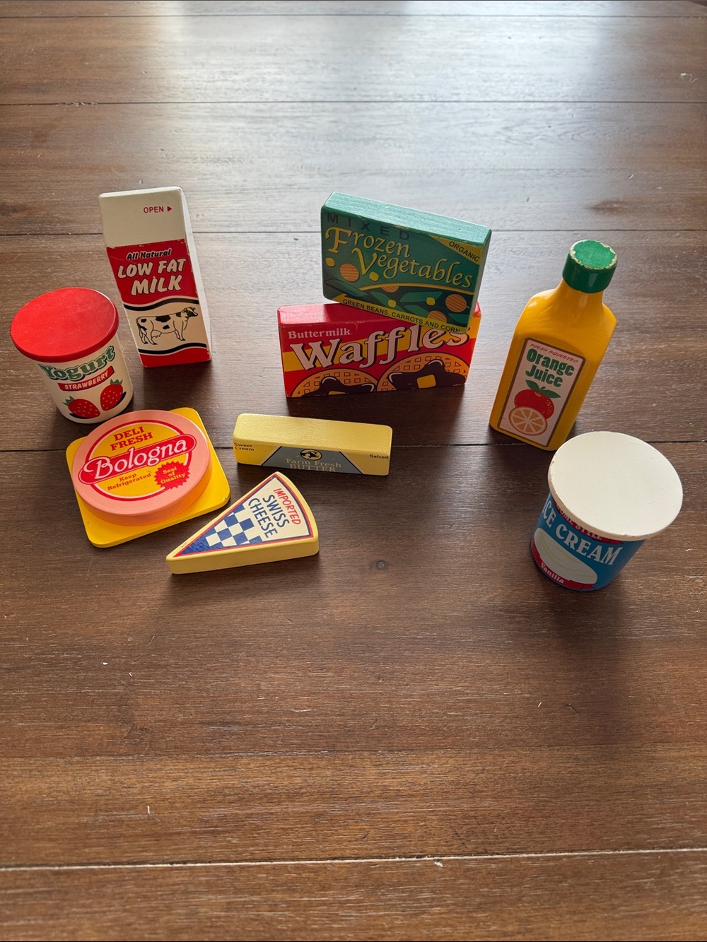 Melissa & Doug Fridge Food Wooden Play Set, 9 Pieces play food
